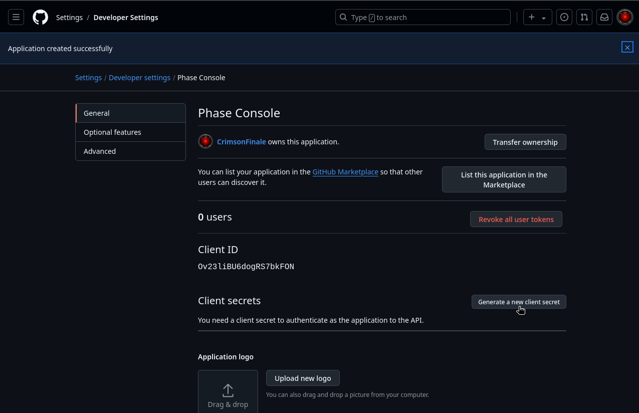 Generate a new client secret