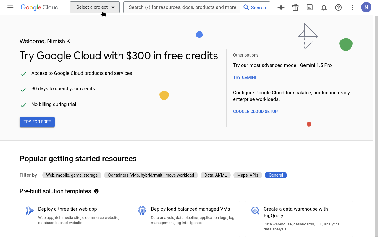 Select a project