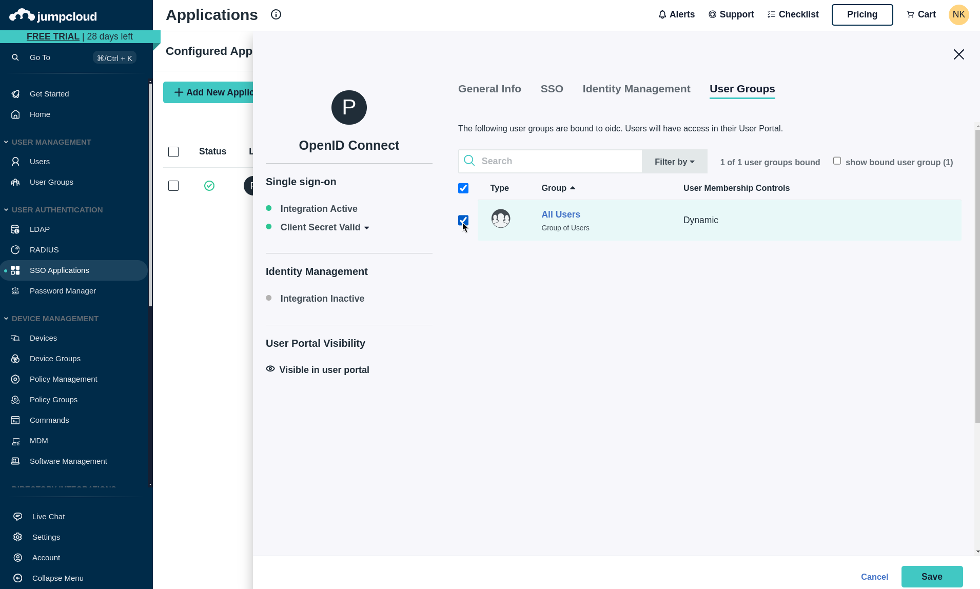Select User Groups