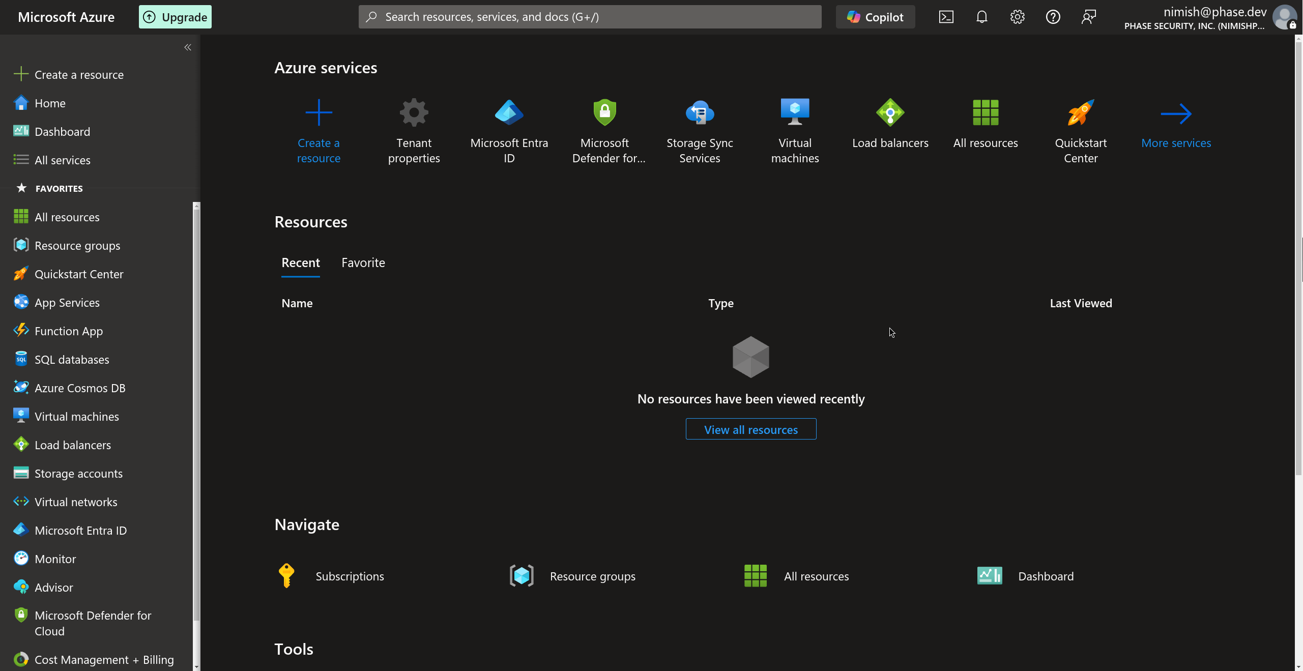Sign in to Azure Portal