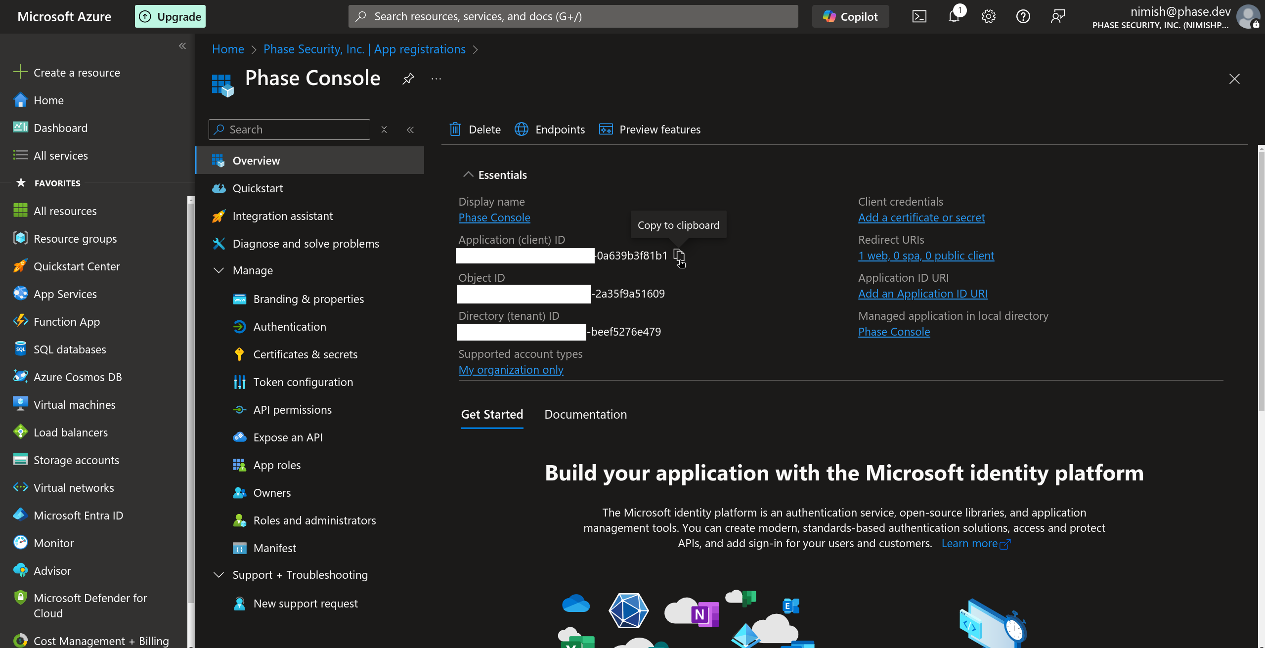 Copy Application Client ID
