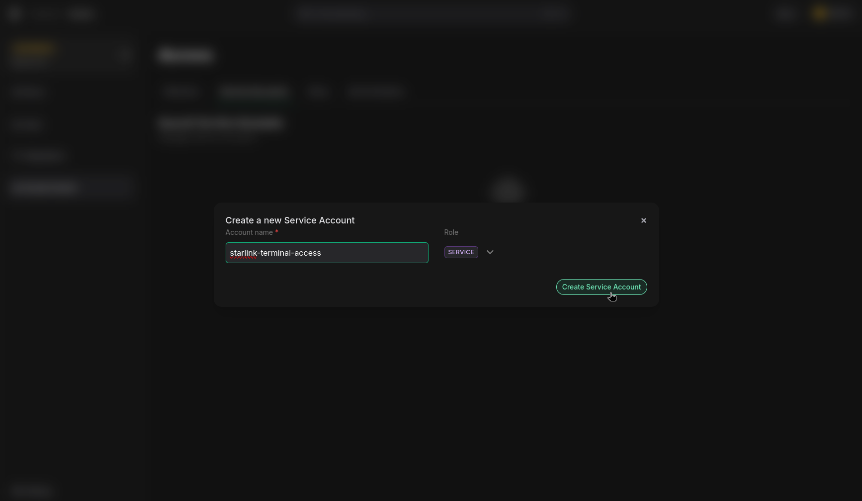Create new service account