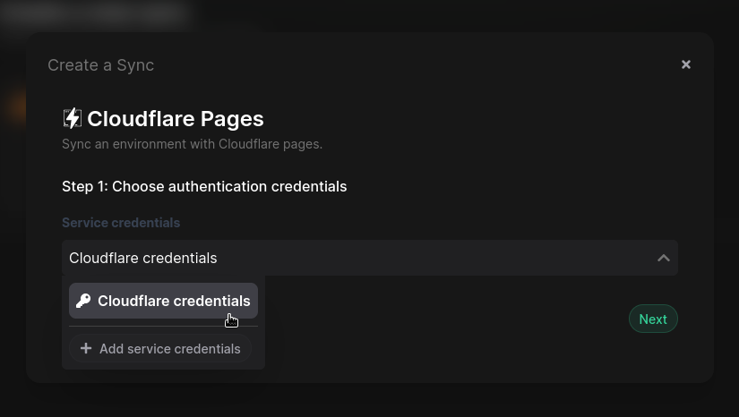 Choose sync authentication credentials
