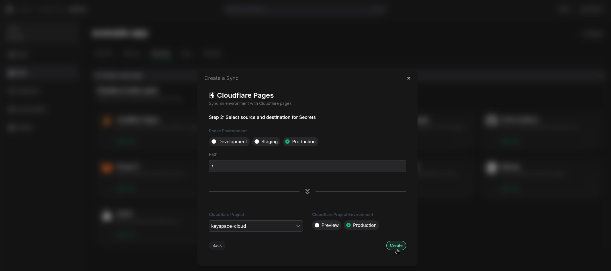 Choose sync source and destination