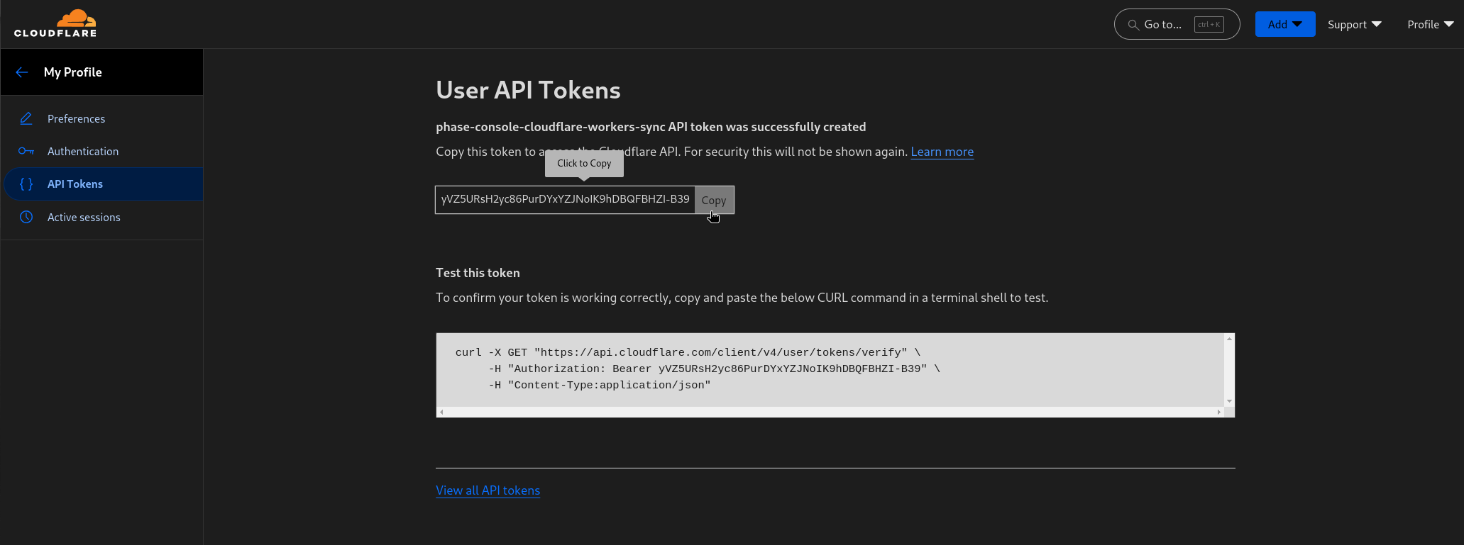 Create token