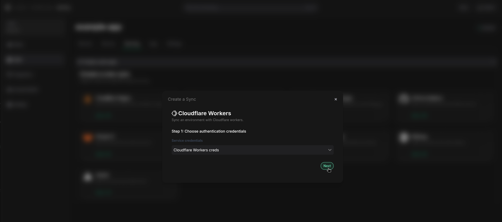 Choose sync authentication credentials