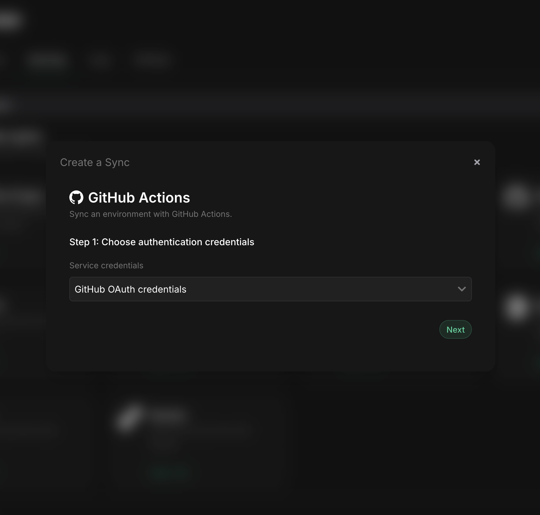 Choose sync authentication credentials