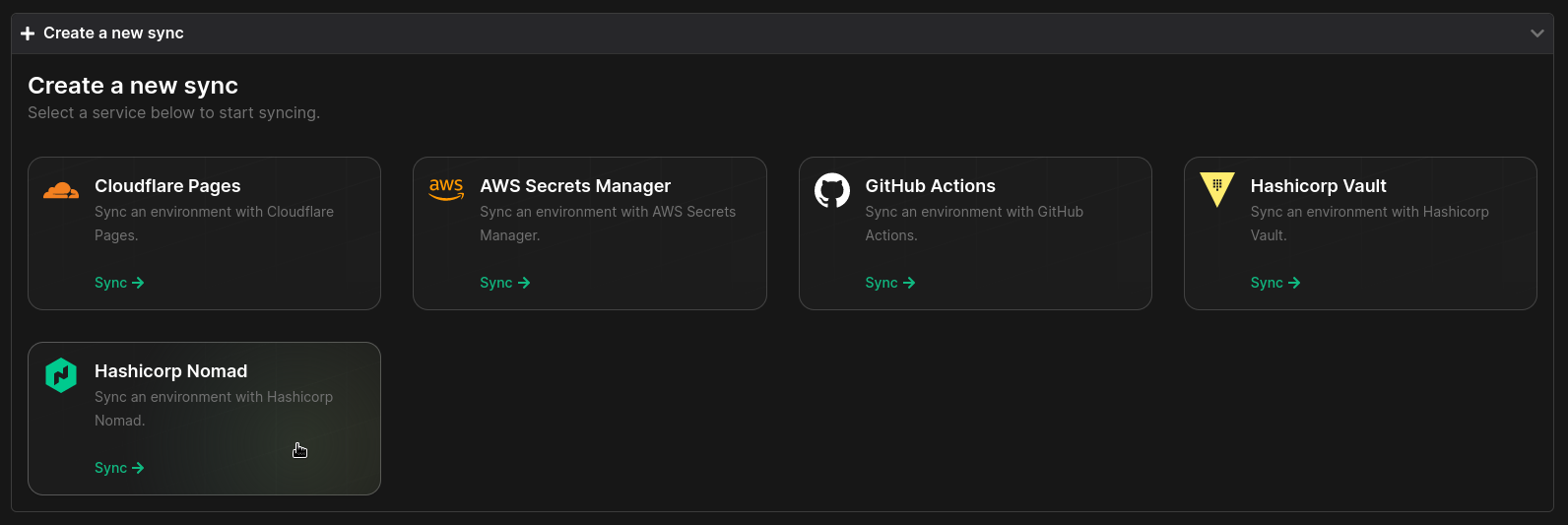 Nomad create sync