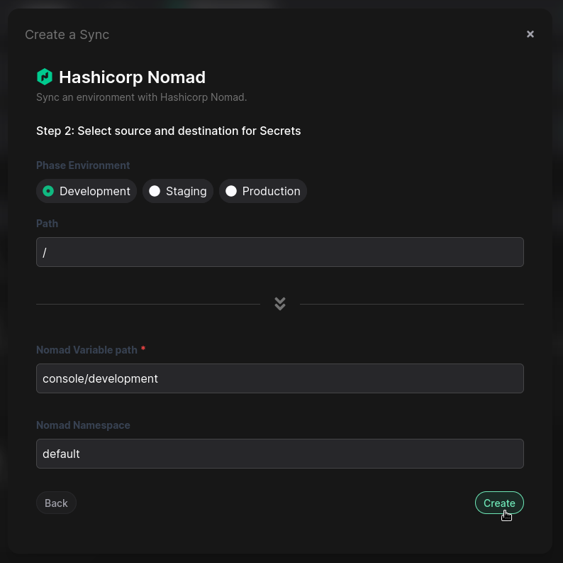 Nomad setup sync