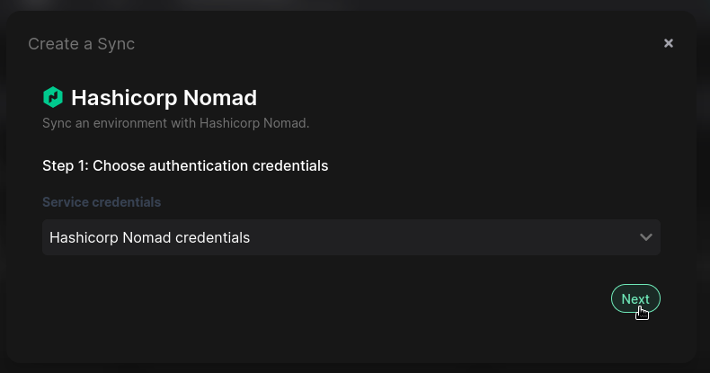 Nomad select credentials