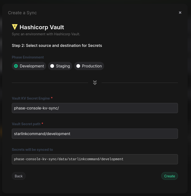 Choose sync source and destination