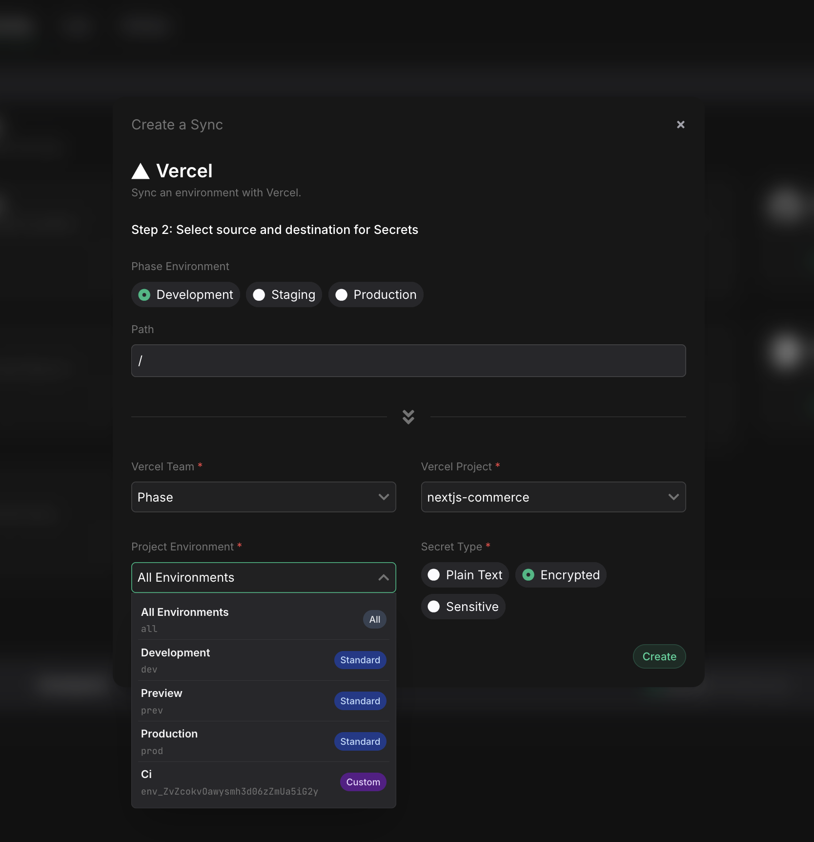 Set up the sync config