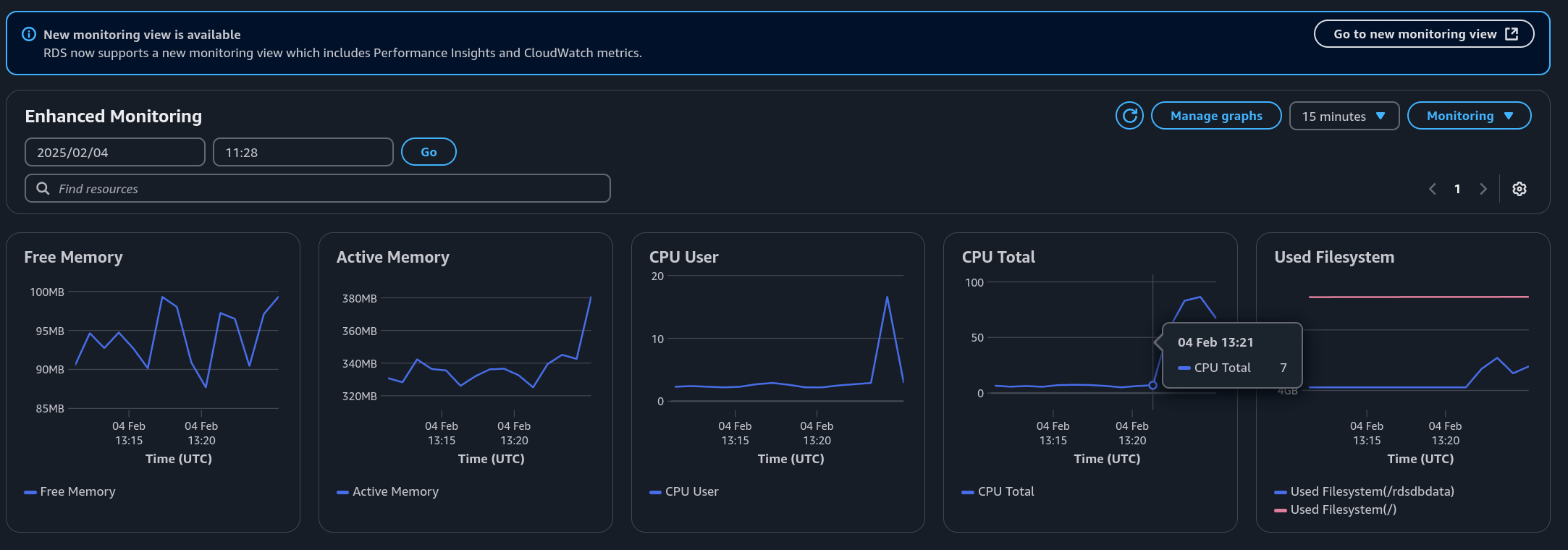 Graph showing log deletion performance on AWS RDS