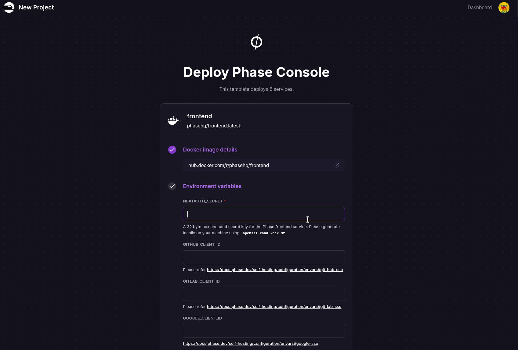 Configure environment variables