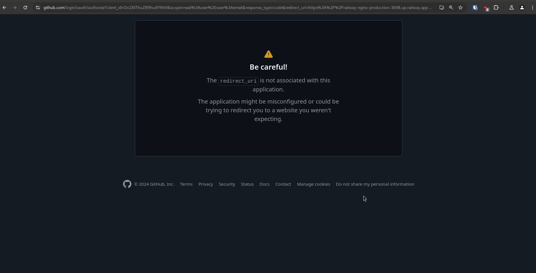 Oauth redirection uri error